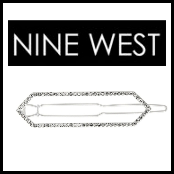 Nine West Crystal Hexagon Barrette Hair Clip – Silver Tone | NWT - Picture 3 of 5